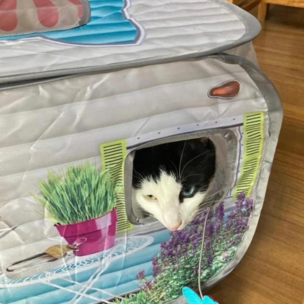 NWT! Cat Kitten Camper With Door, Window & Sunroof Toy with Catnip